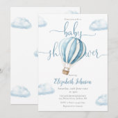 Blue Hot Air BallonBoy Baby shower Kaart (Voorkant / Achterkant)