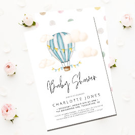 Blue Hot Air BallonBoy Baby shower Kaart