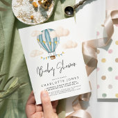 Blue Hot Air BallonBoy Baby shower Kaart