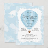 Blue Hot Air BallonBoy Baby shower Kaart (Voorkant / Achterkant)