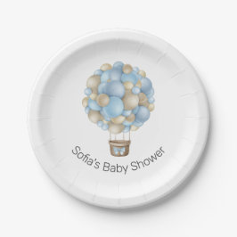 Blue Hot Air BallonBoy Baby shower Papieren Bordje
