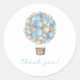 Blue Hot Air BallonBoy Baby shower Ronde Sticker