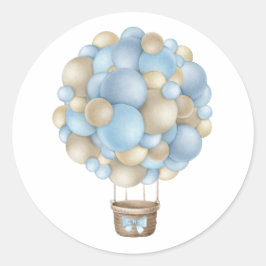 Blue Hot Air BallonBoy Baby shower Ronde Sticker