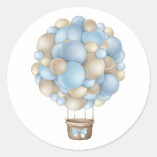 Blue Hot Air BallonBoy Baby shower Ronde Sticker