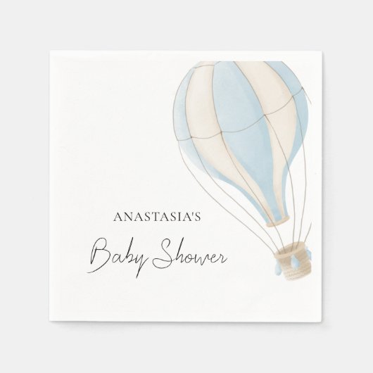 Blue Hot Air BallonBoy Baby shower Servet (Voorkant)