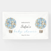 Blue Hot Air BallonBoy Baby shower Spandoek (Horizontaal)