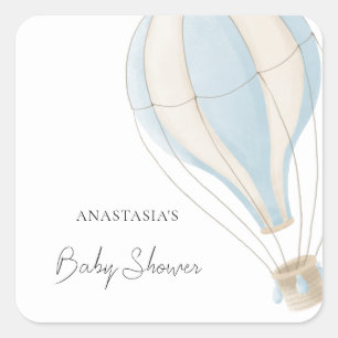 Blue Hot Air BallonBoy Baby shower Vierkante Sticker
