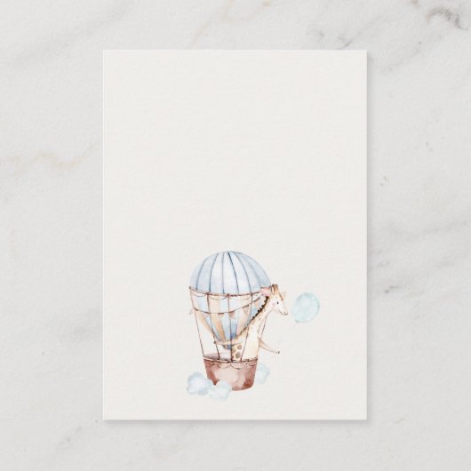 Blue Hot Air ballondierboeken voor Baby shower Informatiekaartje (Achterkant)