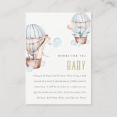 Blue Hot Air ballondierboeken voor Baby shower Informatiekaartje (Voorkant)