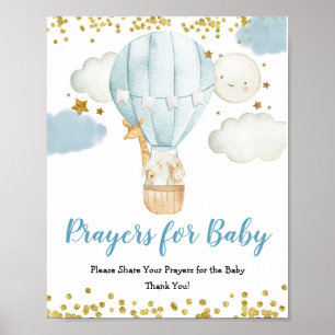 Blue Hot-air ballongebeugels voor Baby Poster