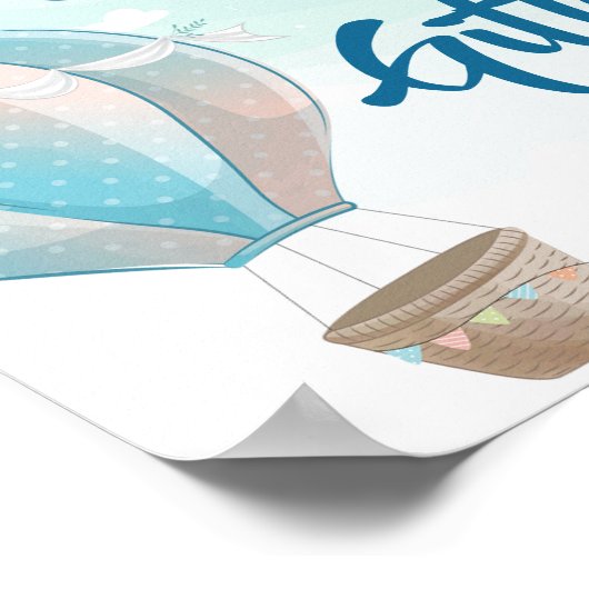 Blue Hot Air-ballonkaarten en Baby shower met cade Poster (Hoek)