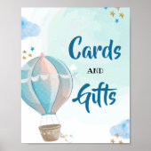 Blue Hot Air-ballonkaarten en Baby shower met cade Poster (Voorkant)