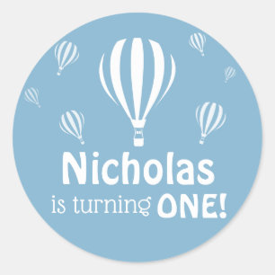 Blue Hot Air ballons Baby eerste verjaardag Ronde Sticker