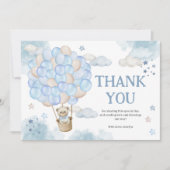 Blue Hot Air-ballons Teddy Bear Baby shower Bedankkaart (Voorkant)