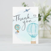 Blue Hot Air ballonscript Hartelijk dank Bedankkaart (Staand voorkant)