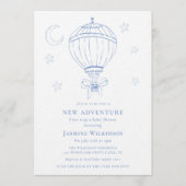 Blue Hot Air Balloon Adventure Baby Shower  Kaart (Voorkant)