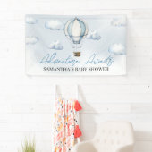 Blue Hot Air Balloon Baby shower Banner (Insitu)