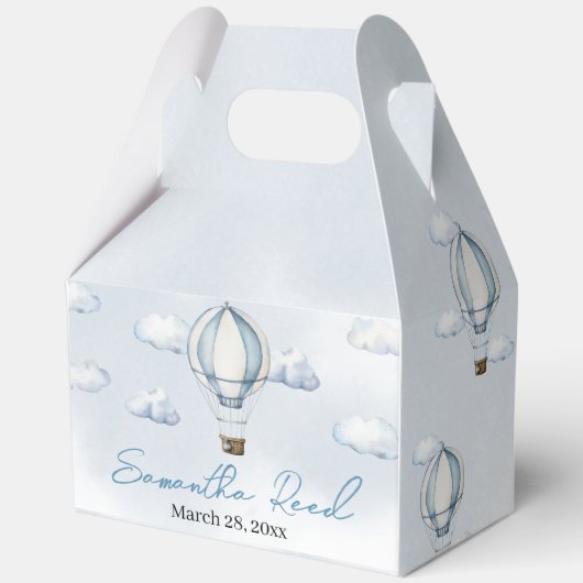 Blue Hot Air Balloon Baby shower Favoriet Box Bedankdoosjes (Voorkant)