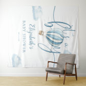 Blue Hot Air Balloon Baby shower Foto Achtergrond Wandkleed (In Situ (horizontaal))