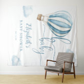 Blue Hot Air Balloon Baby shower Foto Achtergrond Wandkleed (In Situ (horizontaal))