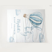 Blue Hot Air Balloon Baby shower Foto Achtergrond Wandkleed (Voorkant (horizontaal))