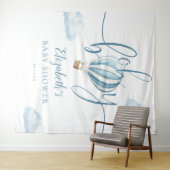Blue Hot Air Balloon Baby shower Foto Achtergrond Wandkleed (In Situ (horizontaal))