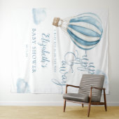 Blue Hot Air Balloon Baby shower Foto Achtergrond Wandkleed (In Situ (horizontaal))