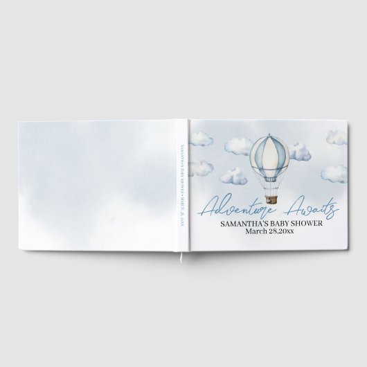 Blue Hot Air Balloon Baby shower Gastenboek (Volledig)