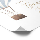 Blue Hot Air Balloon Baby shower Gastenboek teken Poster (Hoek)