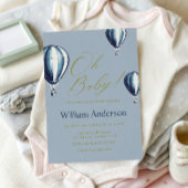 Blue Hot Air Balloon Baby Shower Invitation  Kaart