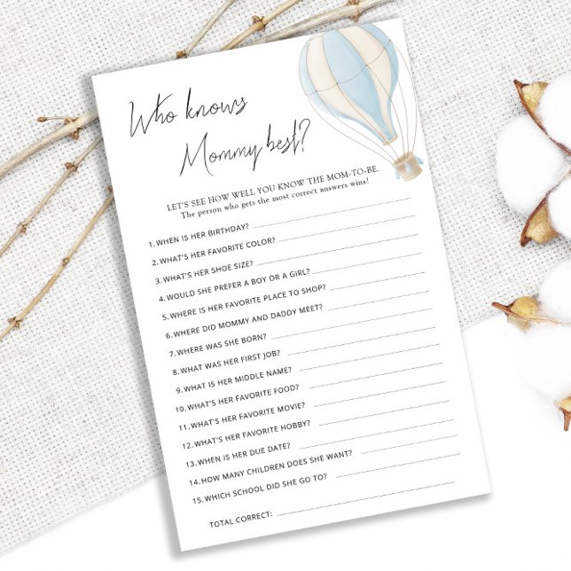 Blue Hot Air Balloon Baby shower kent mama het bes (Creator heeft geüpload)