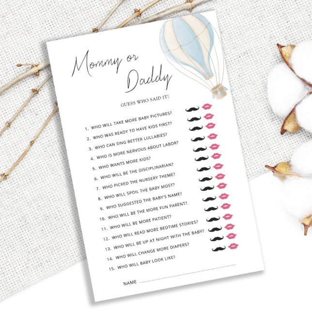 Blue Hot Air Balloon Baby shower mama of papa (Creator heeft geüpload)