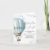 Blue Hot Air Balloon Baby shower Uitnodigen, Jonge (Voorkant)