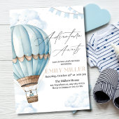 Blue Hot Air Balloon Baby shower Uitnodigen, Jonge