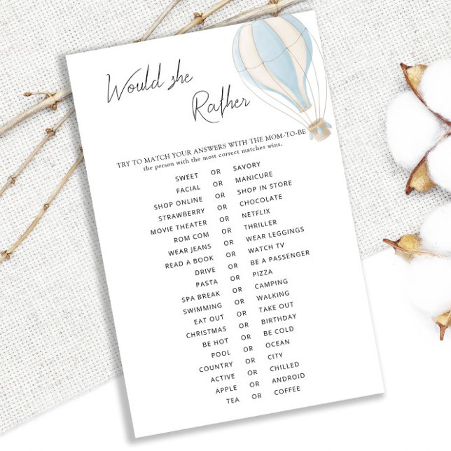 Blue Hot Air Balloon Baby shower zou ze liever (Creator heeft geüpload)