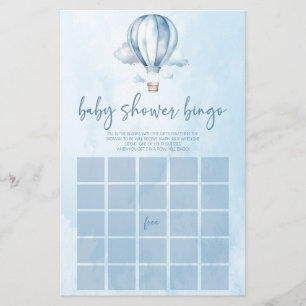 Blue Hot Air Balloon Bingo Baby shower spel