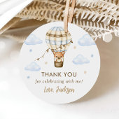 Blue Hot Air Balloon Boy 1e verjaardag Bedankjes Labels