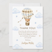 Blue Hot Air Balloon Boy 1e verjaardag Bedankkaart (Voorkant)