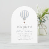 Blue Hot Air Balloon Boy Arch Baby shower Kaart (Staand voorkant)