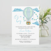Blue Hot Air Balloon “It’s a Boy” Baby Shower Kaart (Staand voorkant)