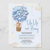 Blue Hot Air Balloon Up and Away Baby shower Kaart (Voorkant)