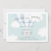Blue Hot Air Balloon Up en Away Baby shower Kaart (Voorkant)