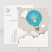 Blue Hot Air Balloon Verjaardagsfeest Briefkaart (Voorkant / Achterkant)