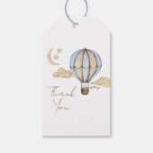 Blue Hot Air Balloon White Baby shower Dank u Cadeaulabel (Voorkant)