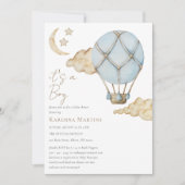 Blue Hot Air Balloon White Het is een Boy Baby sho Kaart (Voorkant)