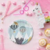 Blue Hot Air Balloons Papieren Bordje (Feest)