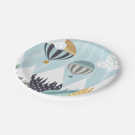 Blue Hot Air Balloons Papieren Bordje (Gekanteld)