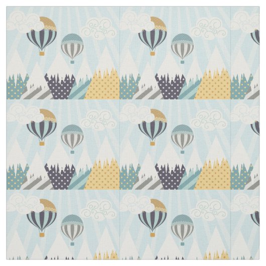 Blue Hot Air Balloons Stof (Swatch)