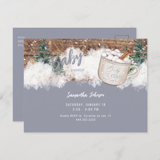 Blue Hot Chocolate Rustic Baby Het is een koude do Briefkaart (Voorkant / Achterkant)