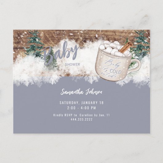 Blue Hot Chocolate Rustic Baby Het is een koude do Briefkaart (Voorkant)